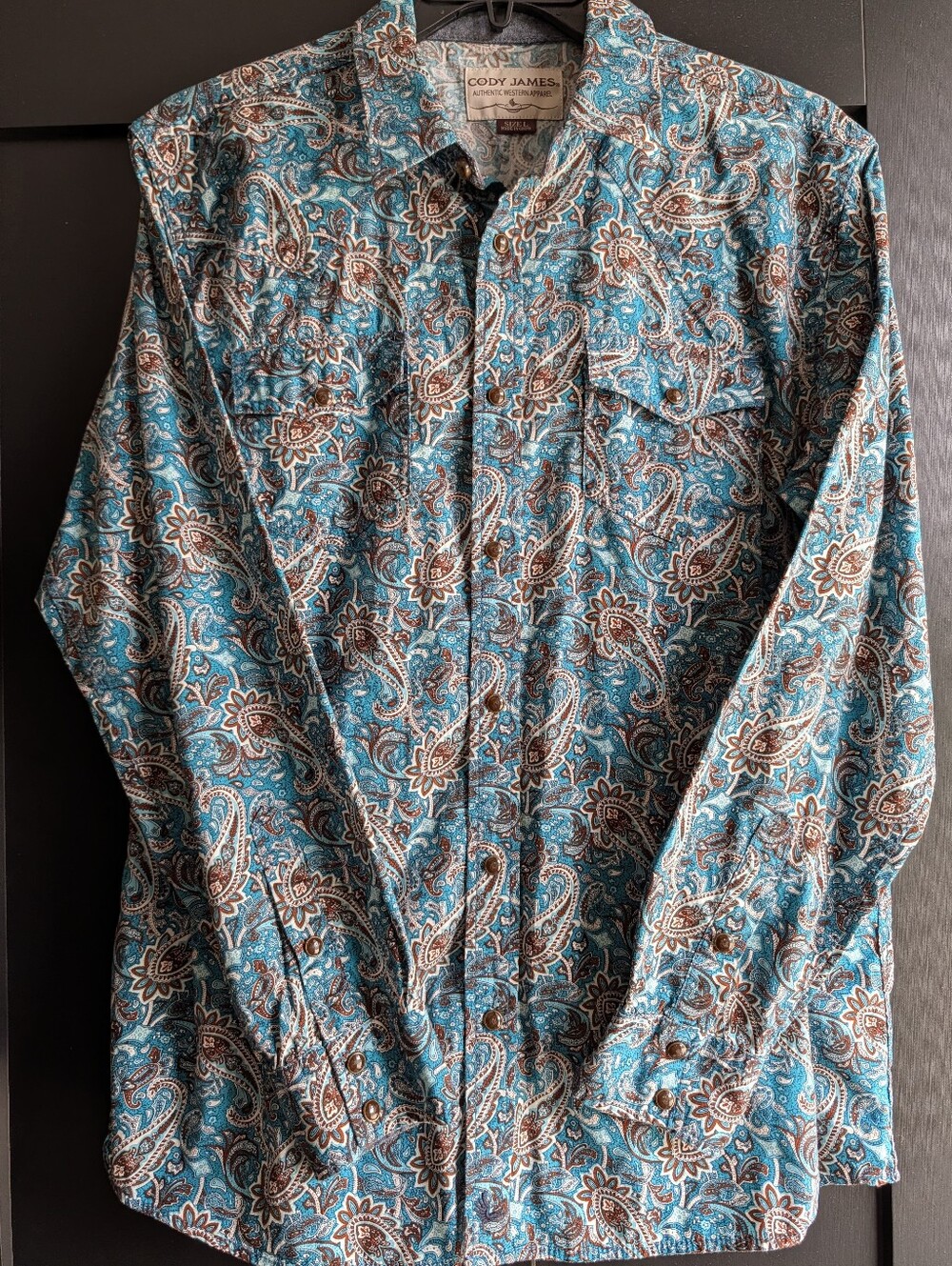 Cody James Refresh Collection Paisley Print Pearl Snap Authentic Western Shirt L